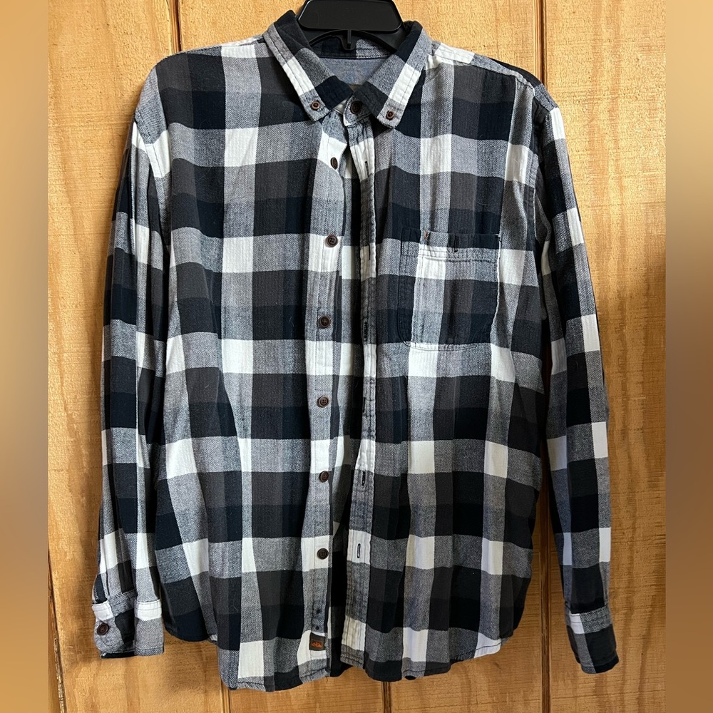 Men's Black and White Plaid Flannel